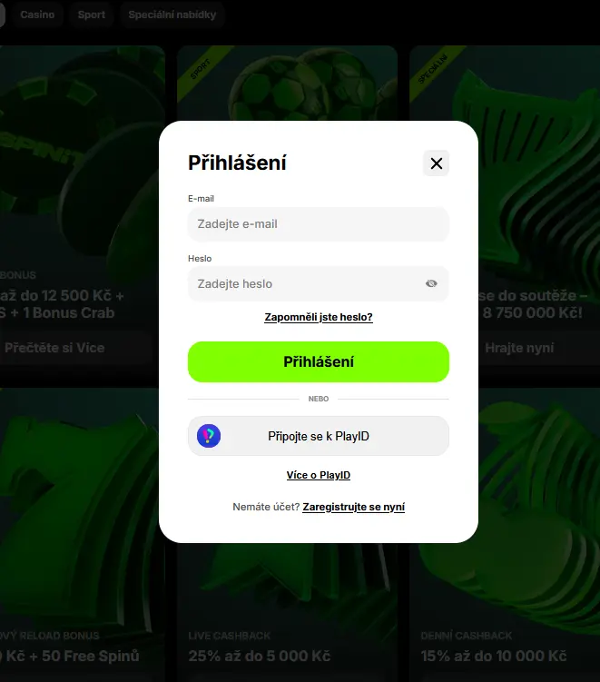 Spinit Kasino přihlašovací stránka – vstup do hráčského účtu
